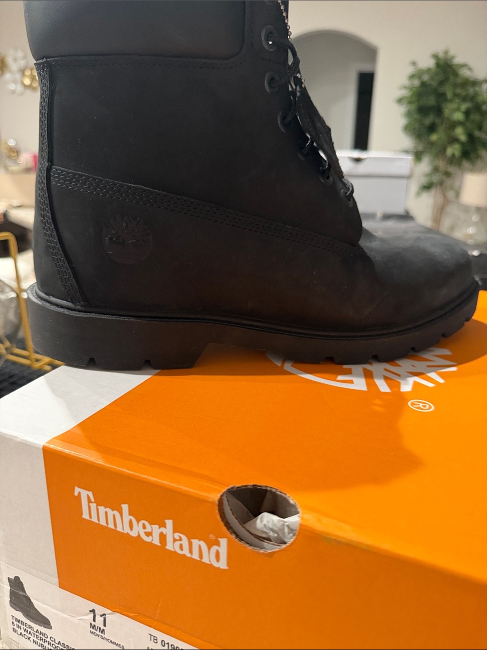 Timberland Men's Black Lace-Up Leather Work Boot